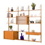 Scandinavian oak wall unit by PS System, Randers, Denmark, 1970s