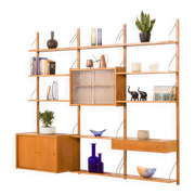 Scandinavian oak wall unit by PS System, Randers, Denmark, 1970s