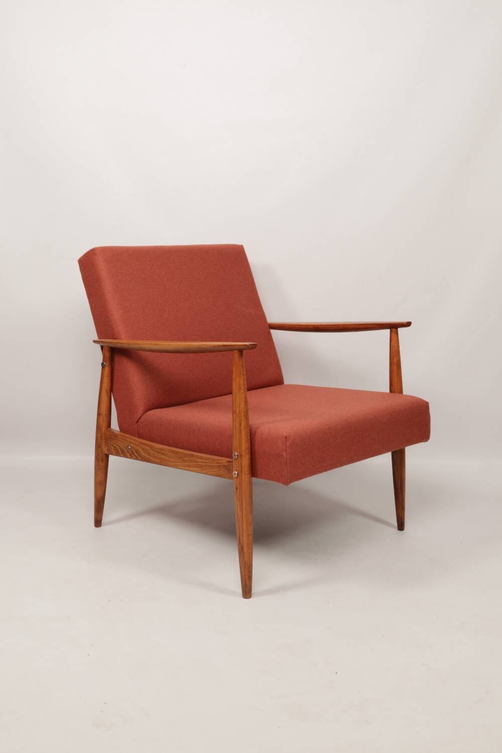 Scandinavian armchair in terracotta wool, 1970