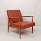 Scandinavian armchair in terracotta wool, 1970