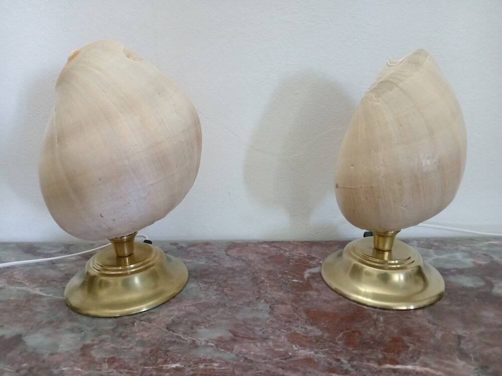 Shell table lamps, 1980s, set of 2
