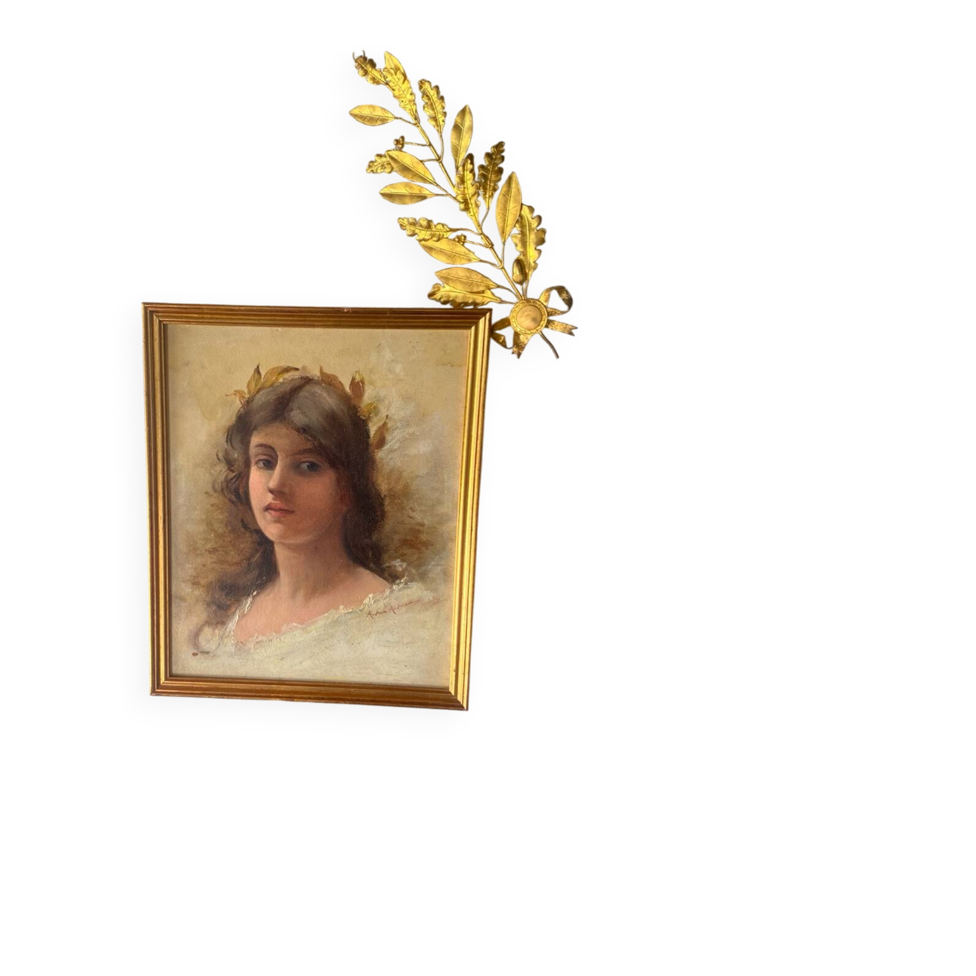 Portrait of a young woman with a laurel crown.