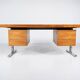 Bureau moderne du milieu du siècle en bois et chrome, Italie, années 1970