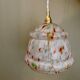 Vintage Clichy glass globe pendant lamp white orange and green