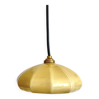 Small yellow opaline cup pendant light