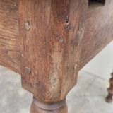 Table de Ferme rustique en chêne massif piètements louis Philippe 19ème -1m40
