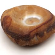 Brown-orange ashtray and pocket tray in natural agate, vintage 1970s.