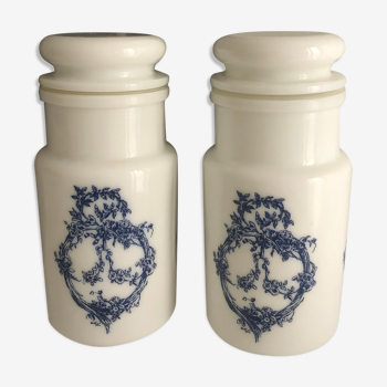 Pair of apothecary pots, opaline