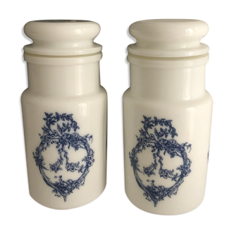 Pair of apothecary pots, opaline