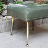 Stool footrest in green skaï