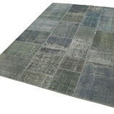 Handmade oriental contemporary 171 cm x 239 cm grey patchwork carpet