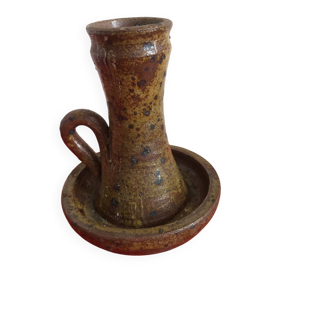 Antique pyrite sandstone candlestick