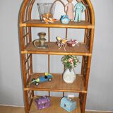 Shelves library 4 levels rattan and wicker vintage