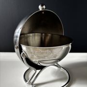 Sucrier boule de comptoir en métal chromé à couvercle