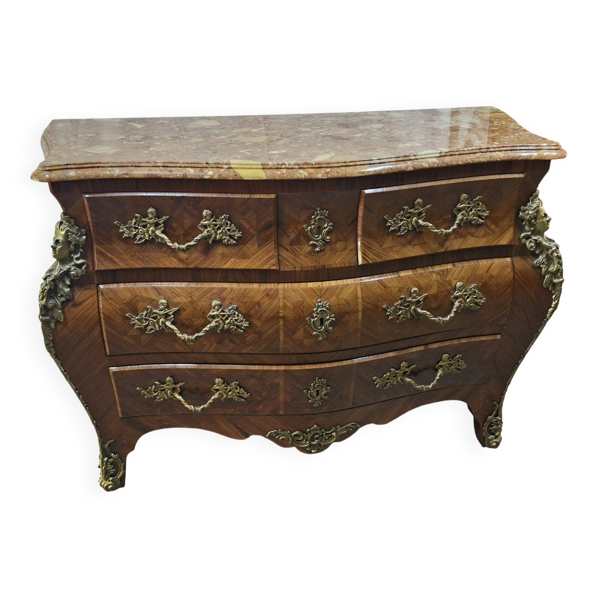Louis XV style curved chest of drawers