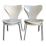 Set of 4 chairs series 7 Jacobsen Fritz hansen 1969 Denmark white