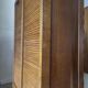 Antique 1950s double sliding door filing cabinet with curtains