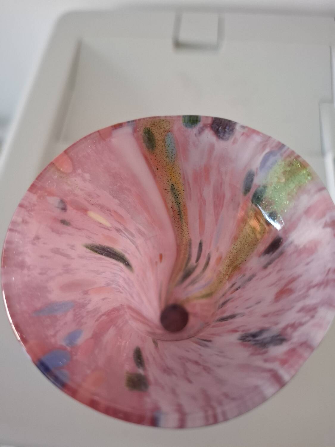 Speckled blown vase by Briot