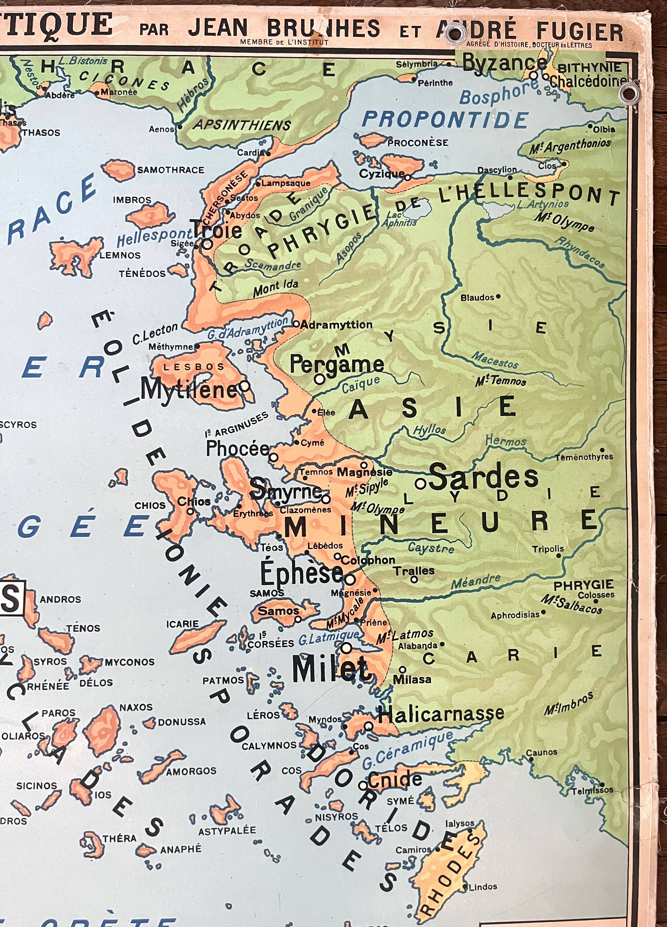 Old school map Hatier Brunhes 43, 1940 - Greece and ancient Italy