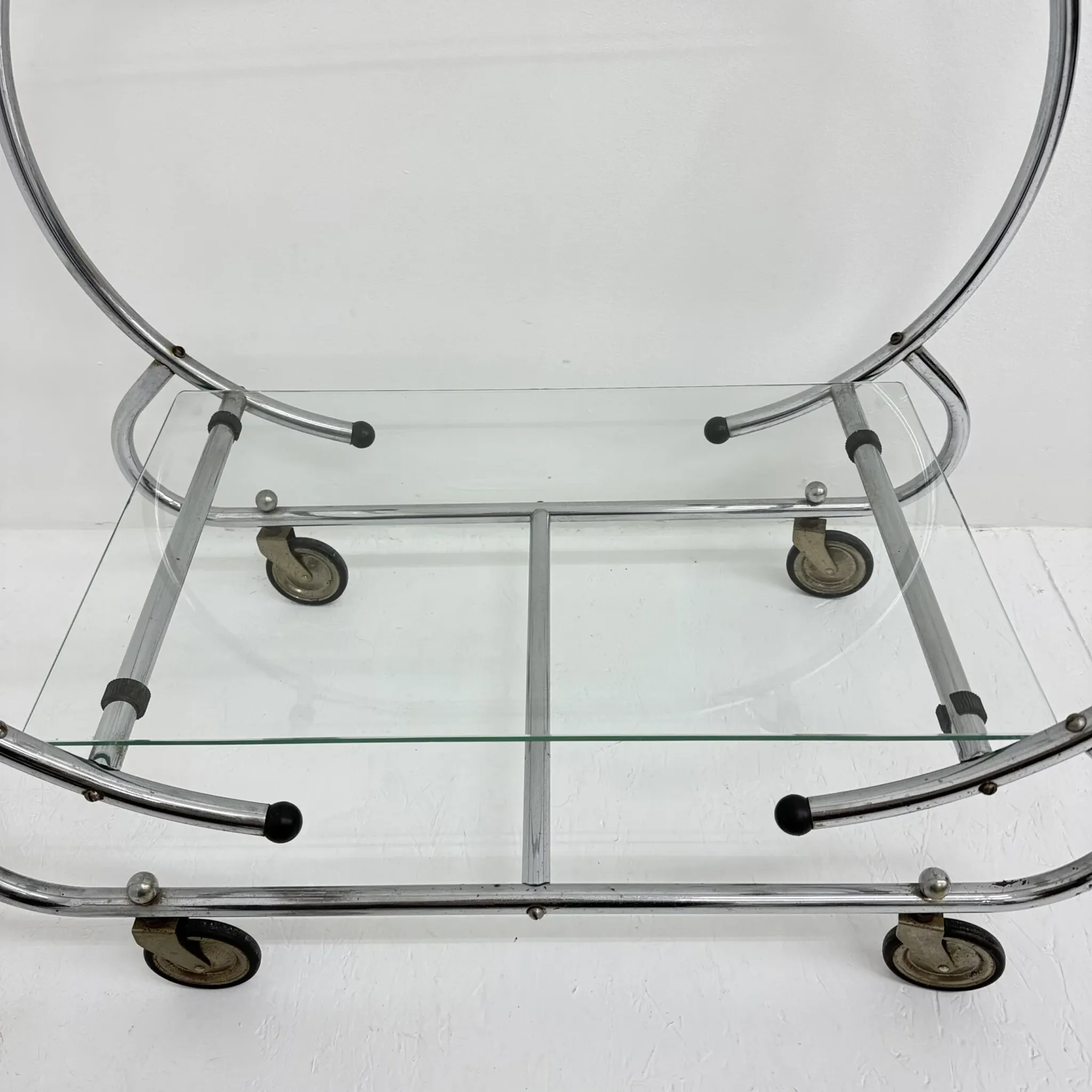 Art deco bar cart trolley chrome tubular, 1930s