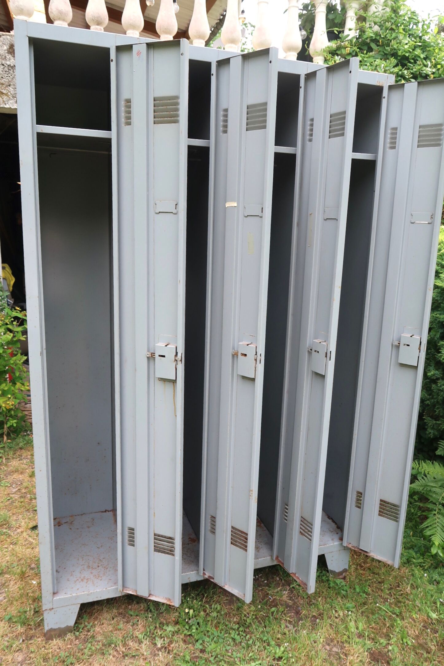 Grey metal industrial cloakroom