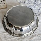 Vintage silver-plated metal salad bowl with gadrooned edge