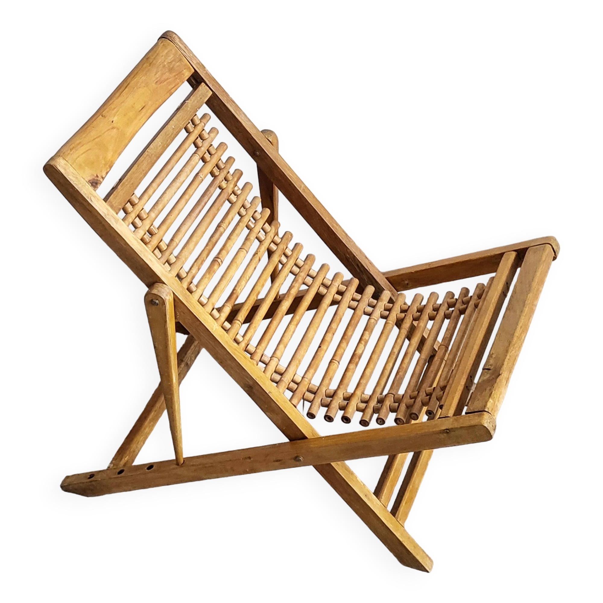 Children's lounge chair in bamboo & beech vintage 1950