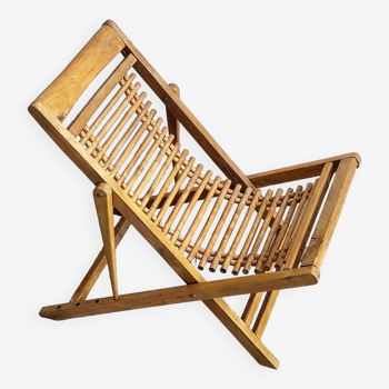 Children's lounge chair in bamboo & beech vintage 1950