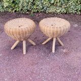 Pair of vintage wicker stools