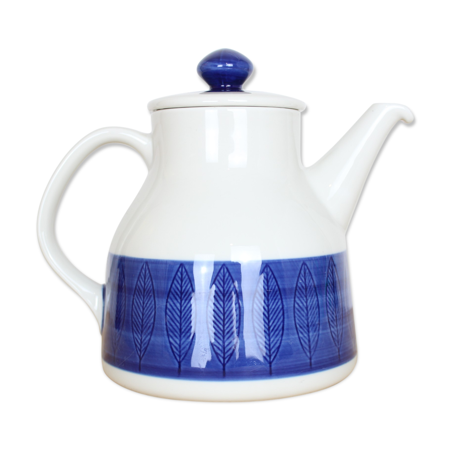 Koka ceramic teapot by Rörstrand Sweden, blue and white