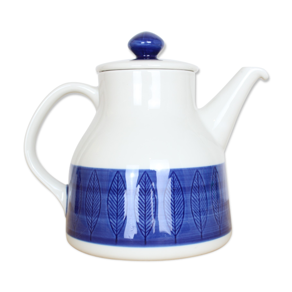 Théière céramique Koka par Rörstrand Suède, bleue et blanche