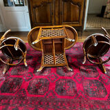 Vintage rattan table and chairs 1970