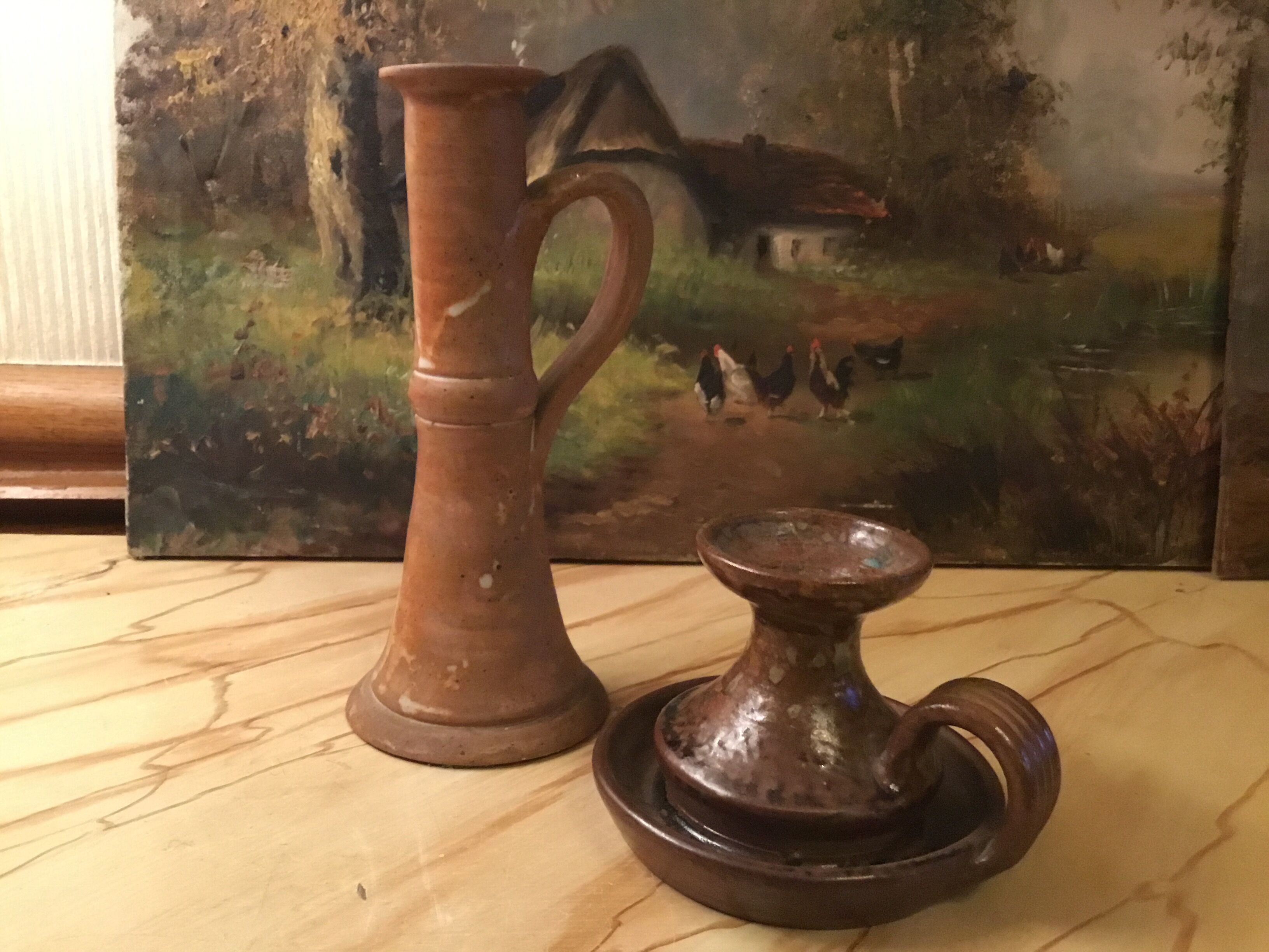 Vintage sandstone candlesticks