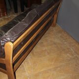 Brutalist Leather Sofa circa 1970