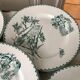 Set of 6 flat plates terre de fer saint-amand model "cartels" xixth