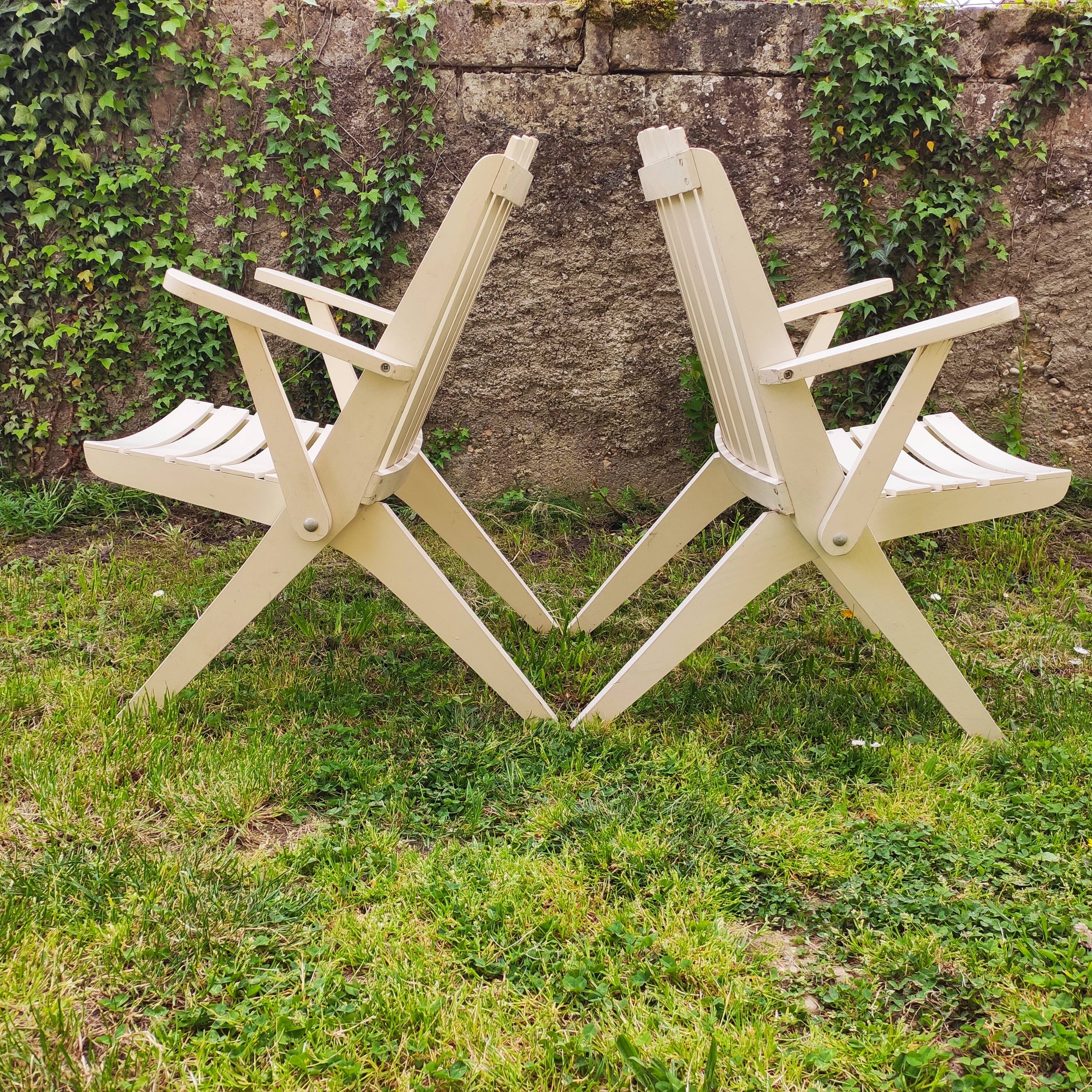 Vintage folding garden armchairs 1970