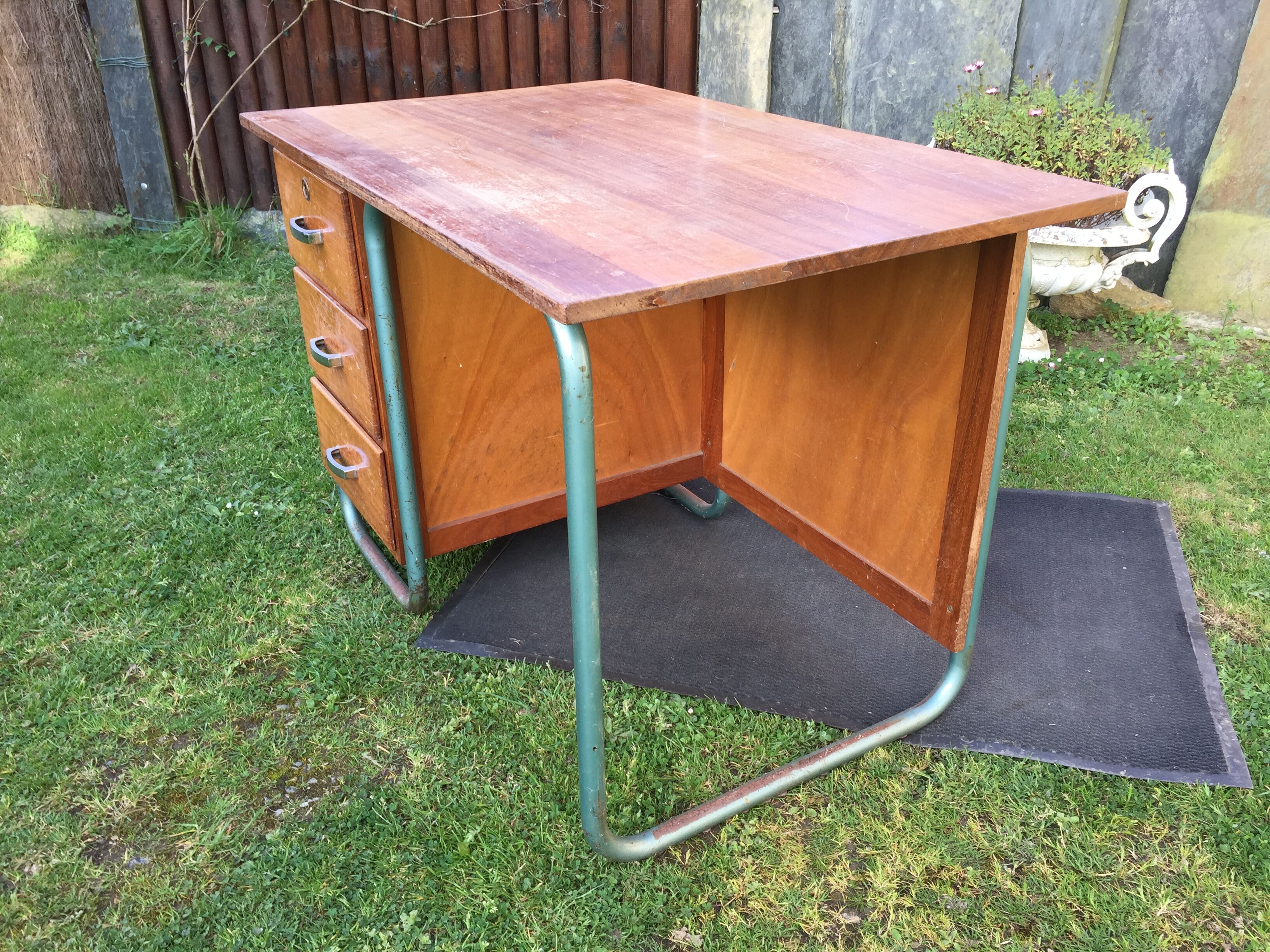 Vintage modernist schoolmaster desk
