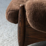 Brutalist 3-seater sofa with a super soft brown fabric, 1970’s