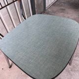 Pair of chairs in blue Formica and metal