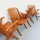 Set of 4 vintage garden chairs made of beech wood from the 1960s.