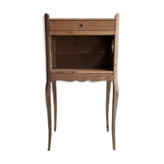Vintage wooden bedside - Louis XV style nightstand in Oak