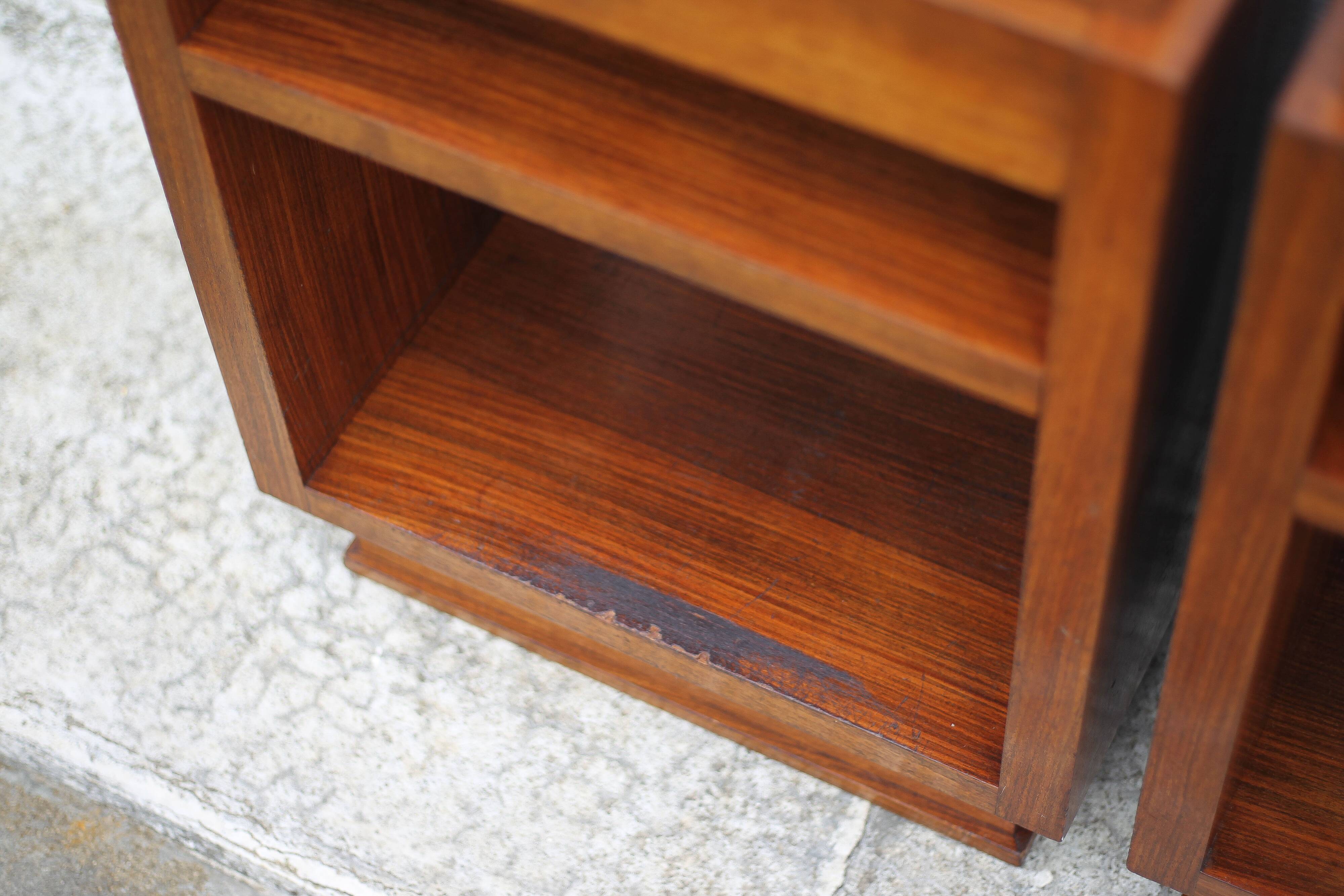 Pair of art deco nightstands, art deco wooden bedside tables, can end
