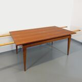 Vintage rustic scandinavian style dining table from 50s 60s in teak and oak