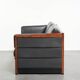 Timeless 3-seater Art Deco design sofa  upholstered in black cowhide leather