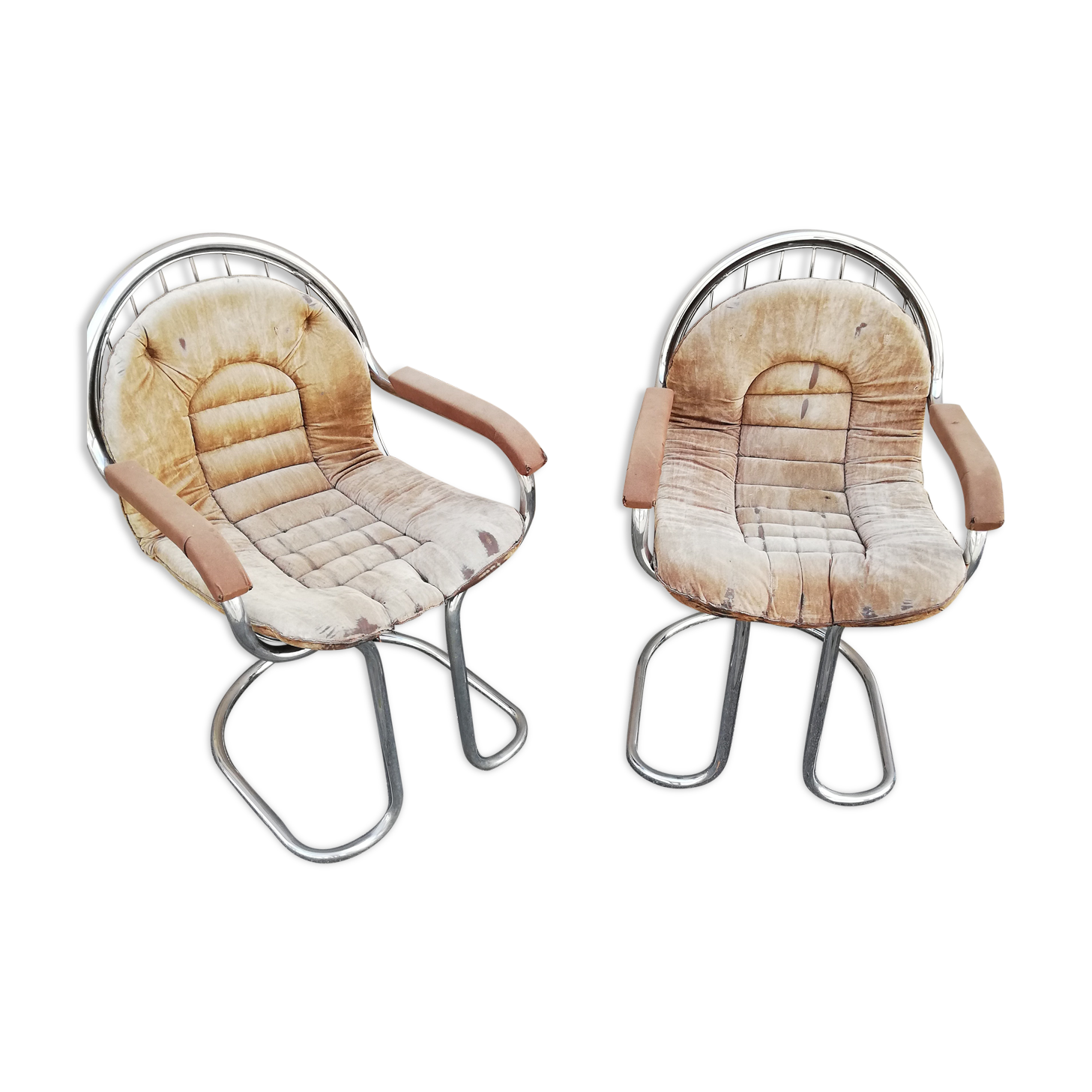 Paire de fauteuils vintage chrome