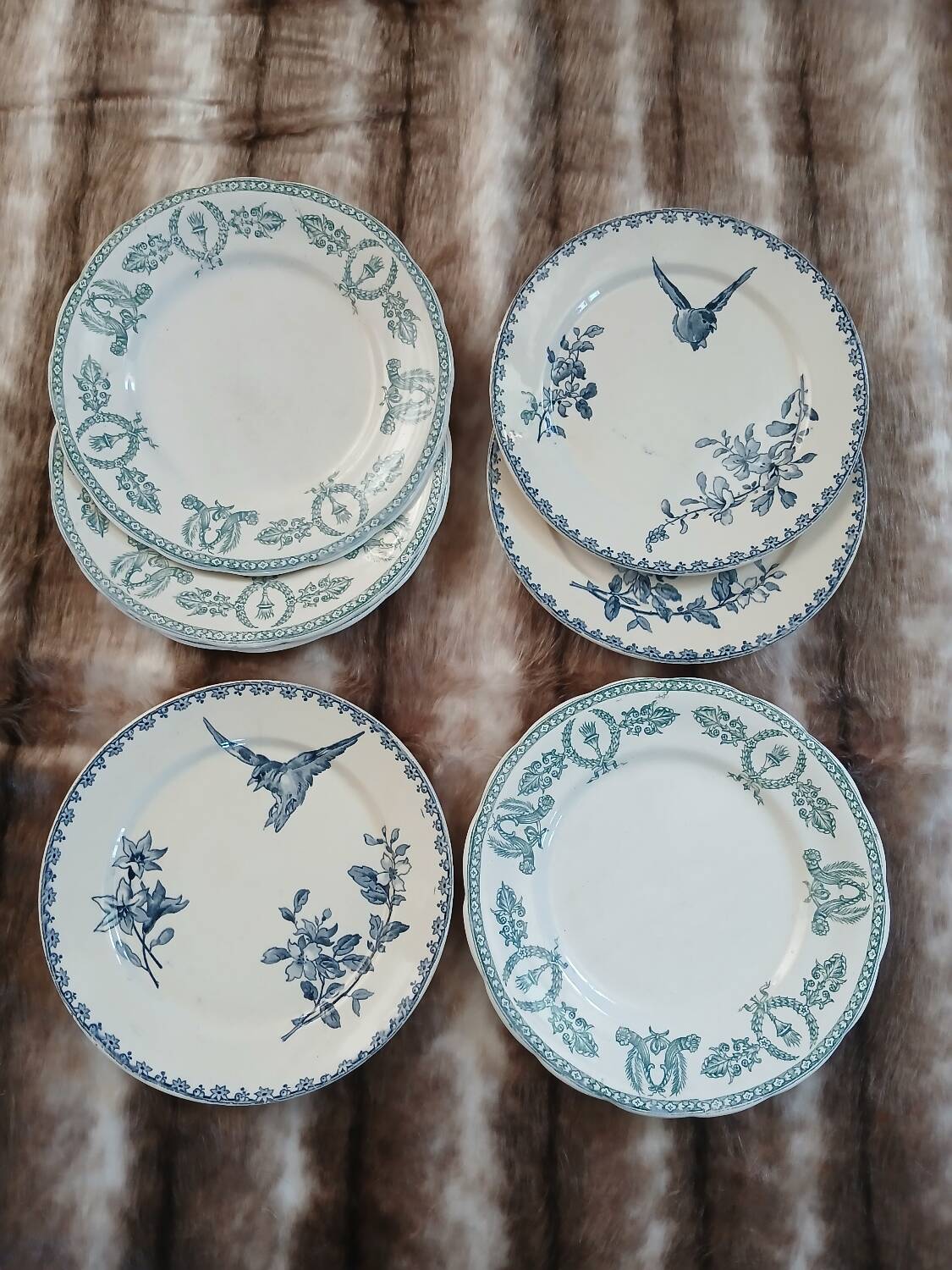 8 antique dessert plates in ironstone