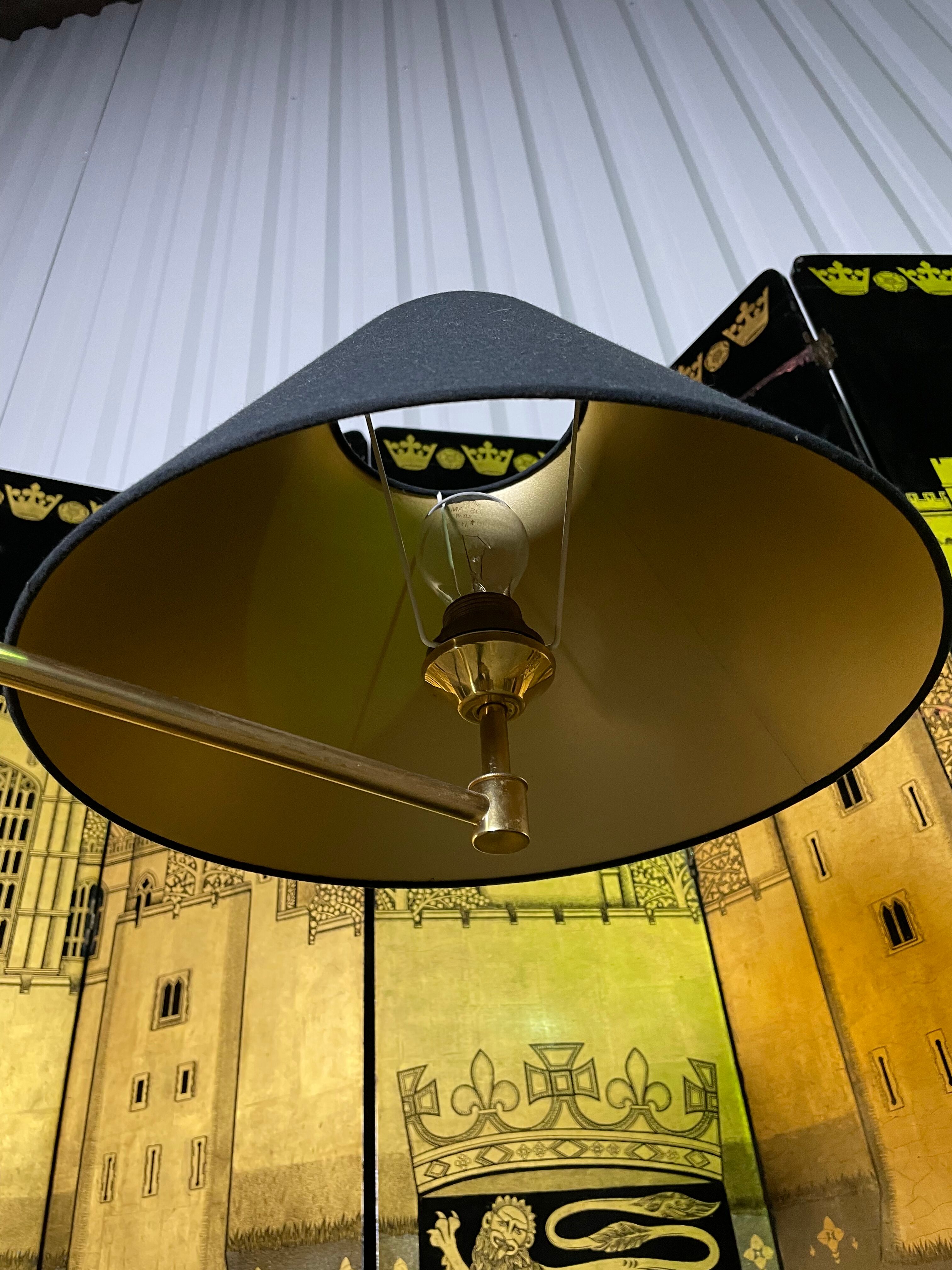 Floor lamp  brass and black iron