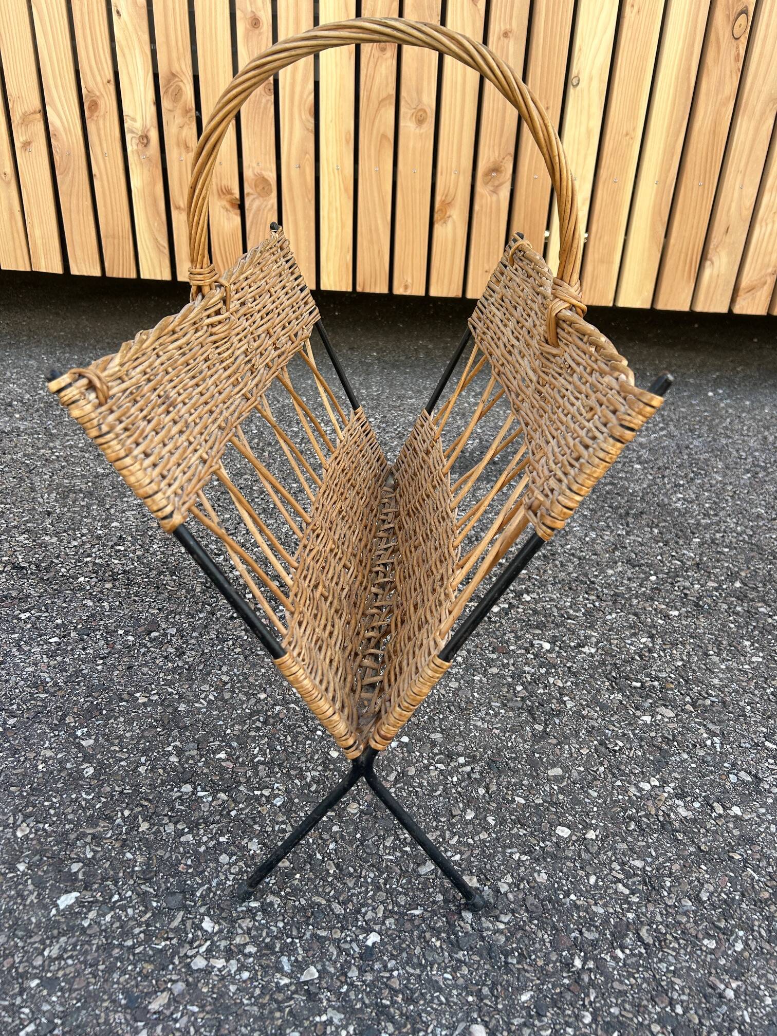 metal and rattan magazine rack