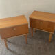 Pair of vintage blond wood bedside tables 70s