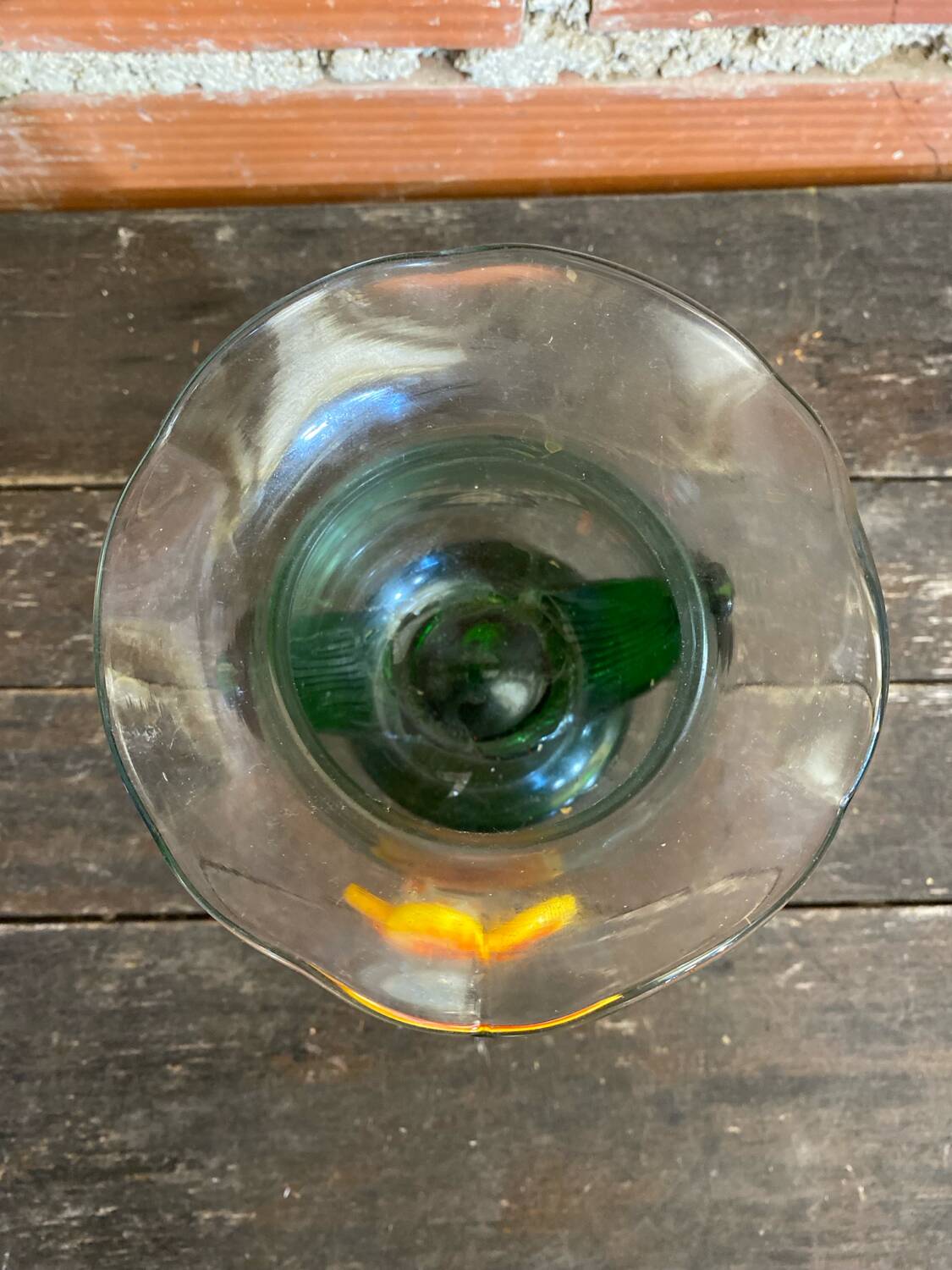 Vintage Murano Glass Vase with Orange and Yellow Flower Decoration, Italy